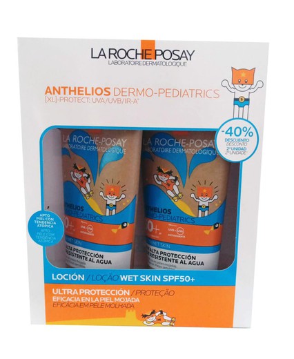 Anthelios duplo Loción Wet Skin Pediátrico SPF 50+ 2 x 250ml