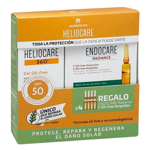 Heliocare 360º Gel oil-free SPF 50 50 ml + regalo ampollas Endocare radiance