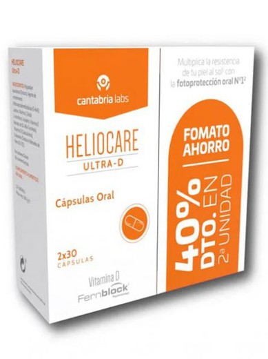Pack Heliocare Ultra-D 2x30 cápsulas 2ªud 40%