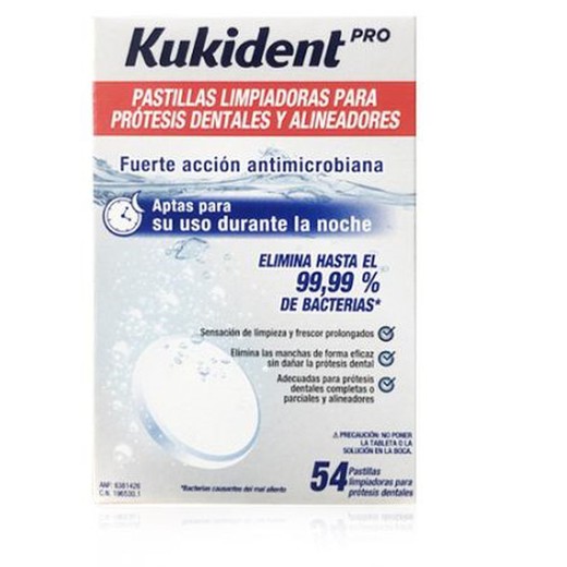 Kukident Pro pastillas limpiadoras prótesis dentales 54 unidades