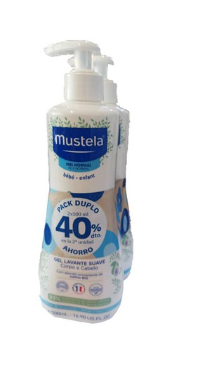 Mustela duplo gel lavante suave 2x500ml 2ª unidad al 40%