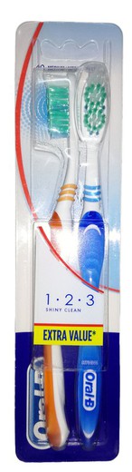 Oral B Pack Cepillo 123 Shiny Clean Medio 2U