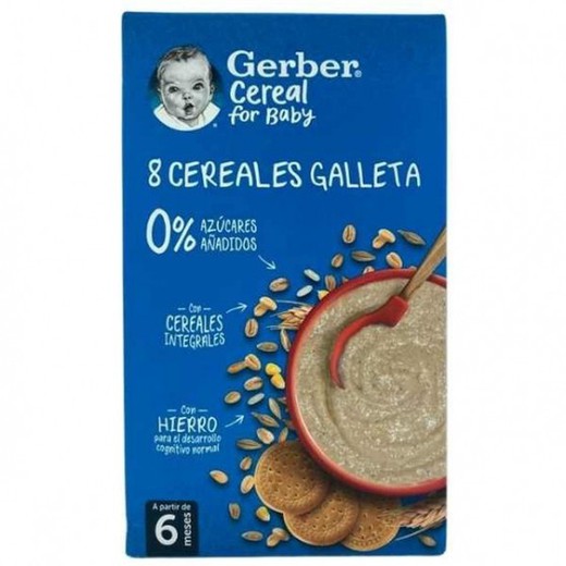 Papillas Gerber 8 cereales con galleta 2ª unidad al 50%