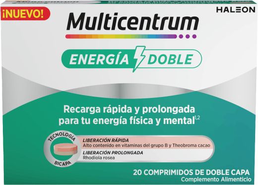 Multicentrum energía doble 20 comprimidos