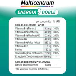 Multicentrum energía doble 20 comprimidos