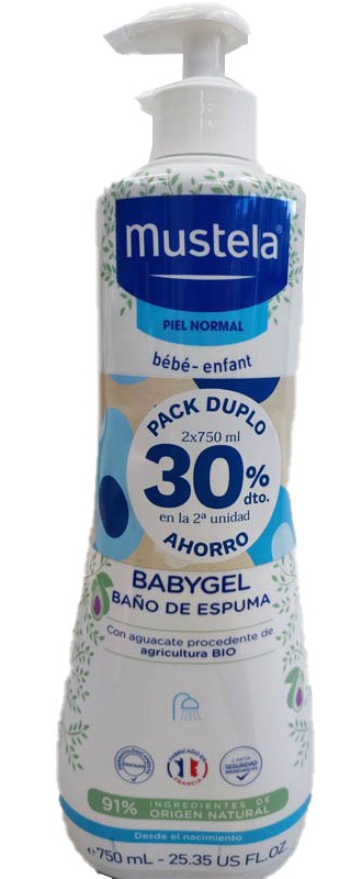 Mustela Pack Duplo Babygel Baño de Espuma 750 ml