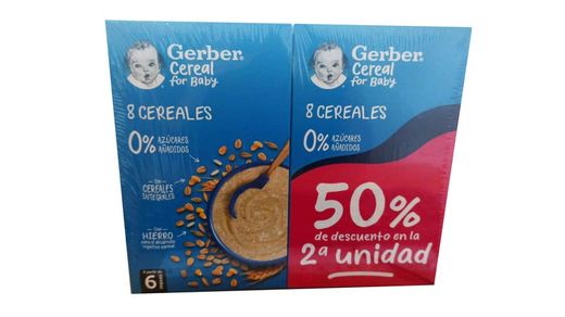 Papillas Gerber 8 cereales 2ª unidad al 50%