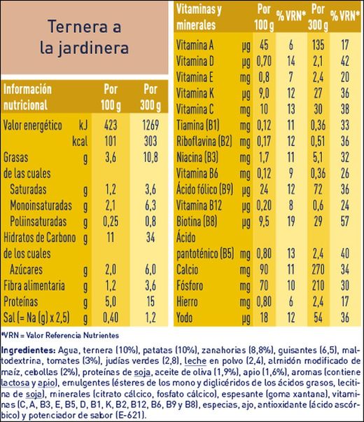 Meritene puré Ternera Jardinera 300 gramos