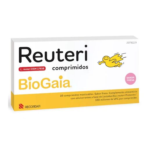 Reuteri 10 comprimidos masticables sabor fresa