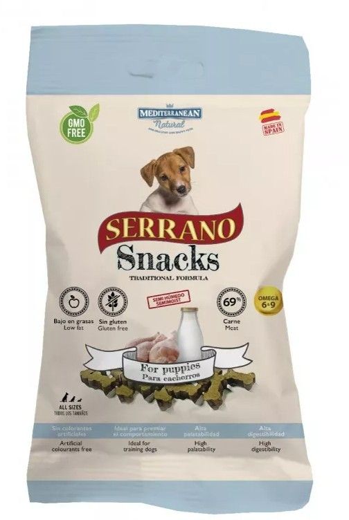 Snack para perros cachorros sabor carme y pescado 100g
