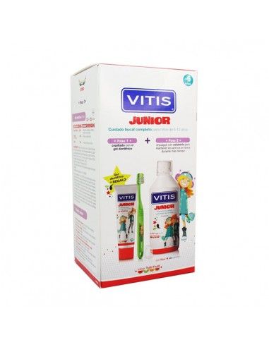 Vitis Pack Junior Gel dentífrico 75ml + Cepillo + Colutorio 500ml